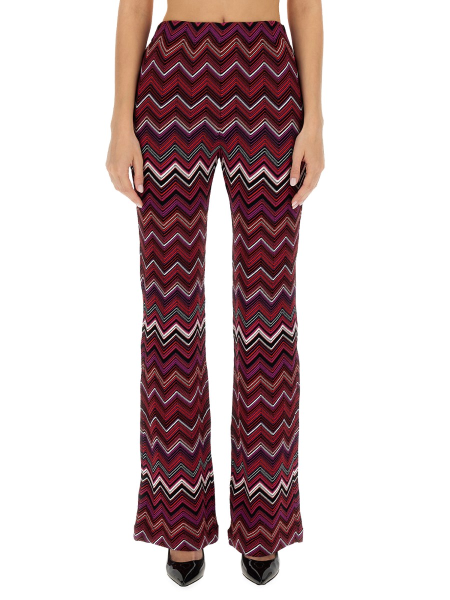 MISSONI PANTALONE FLARE FIT IN MISTO VISCOSA E CHEVRON