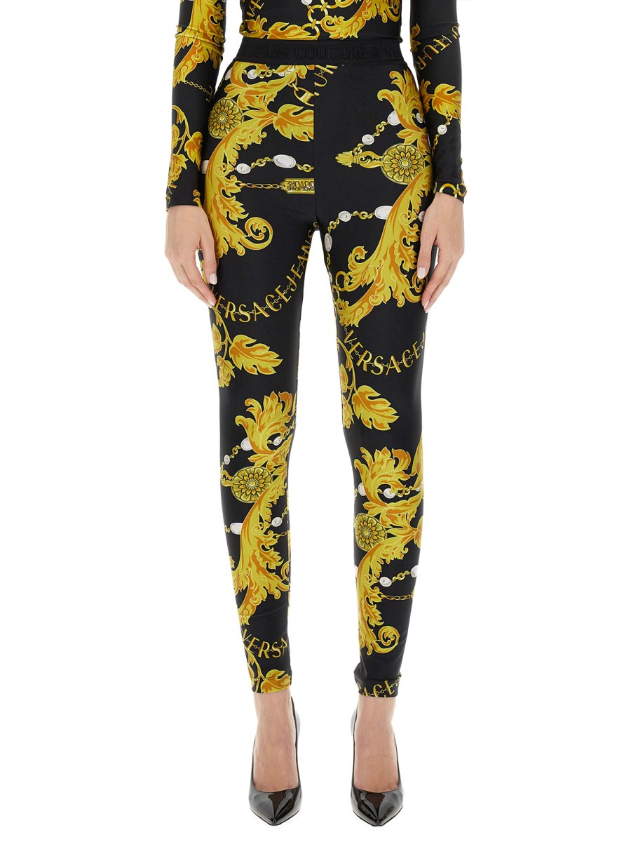 VERSACE JEANS COUTURE - NYLON LEGGINGS WITH LOGO PRINT - Eleonora