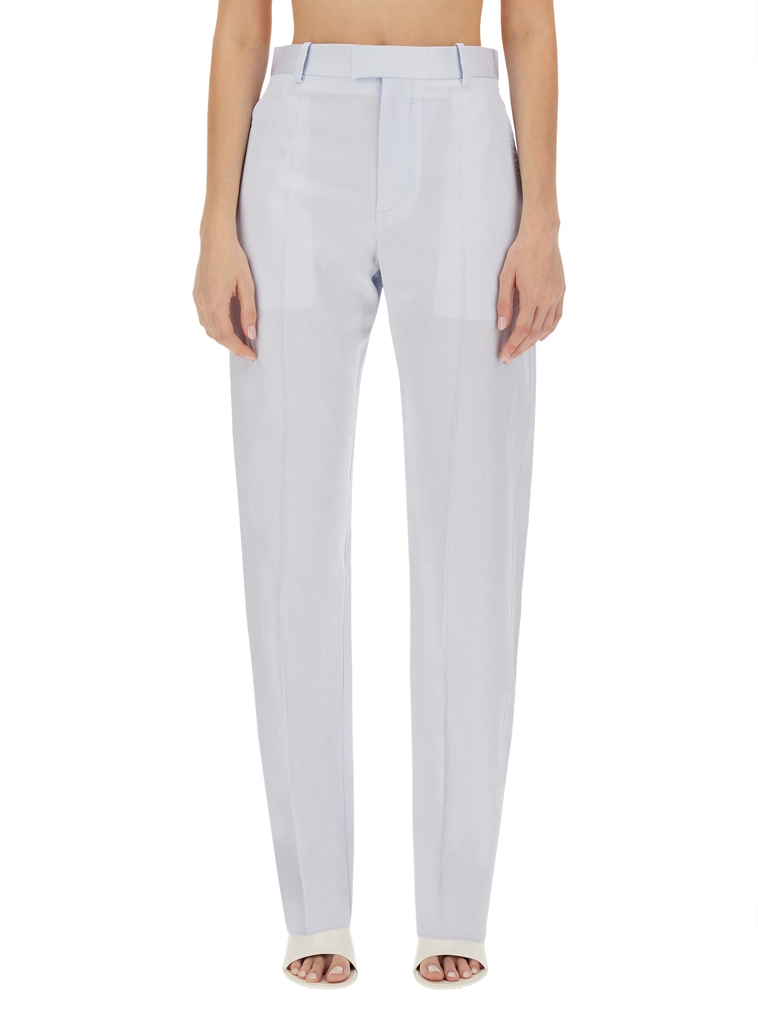 Bottega Veneta Pantalone In Twill Azzurro Pastello Donna In Multicolour