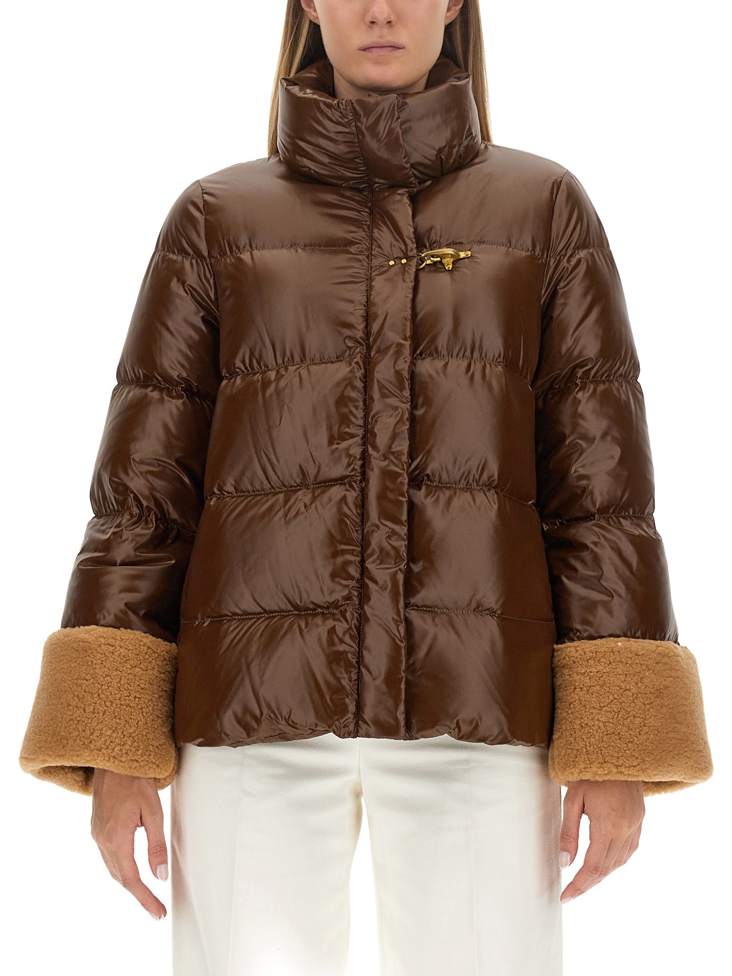 Shop Fay Nylon Down Jacket In Brown