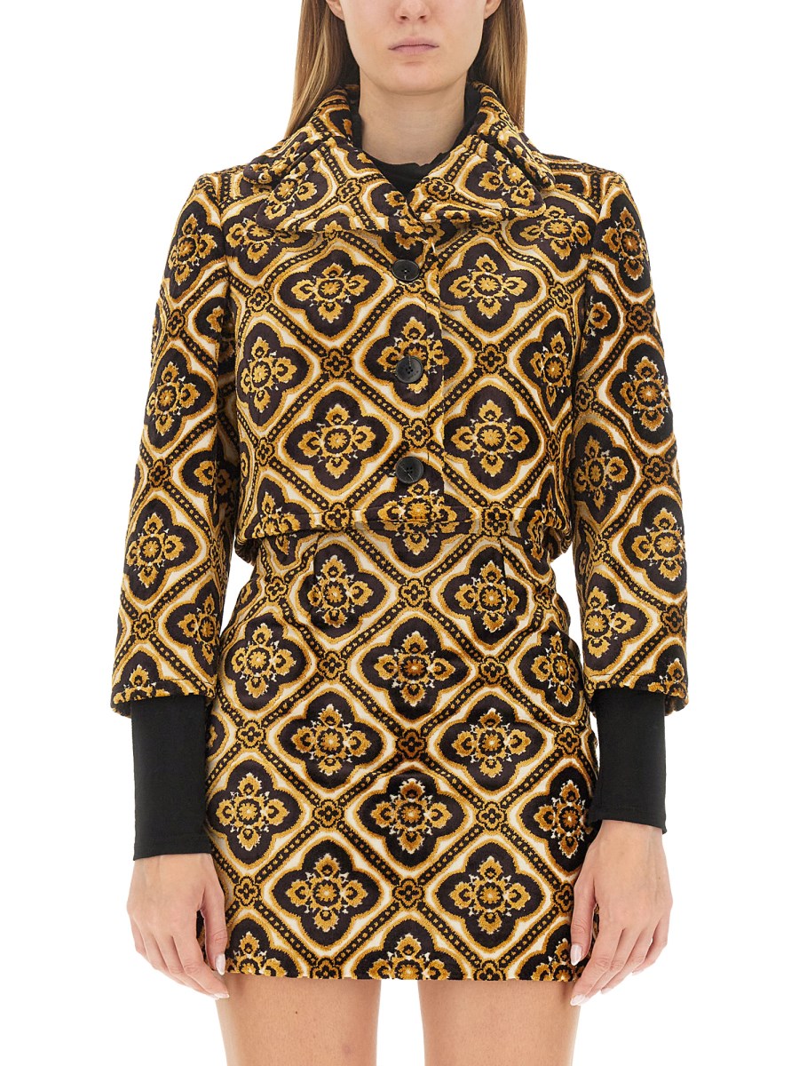 ETRO GIACCA CROPPED IN VELLUTO JACQUARD