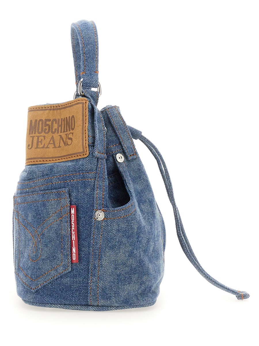 Washed denim bucket bag  Moschino Official Store