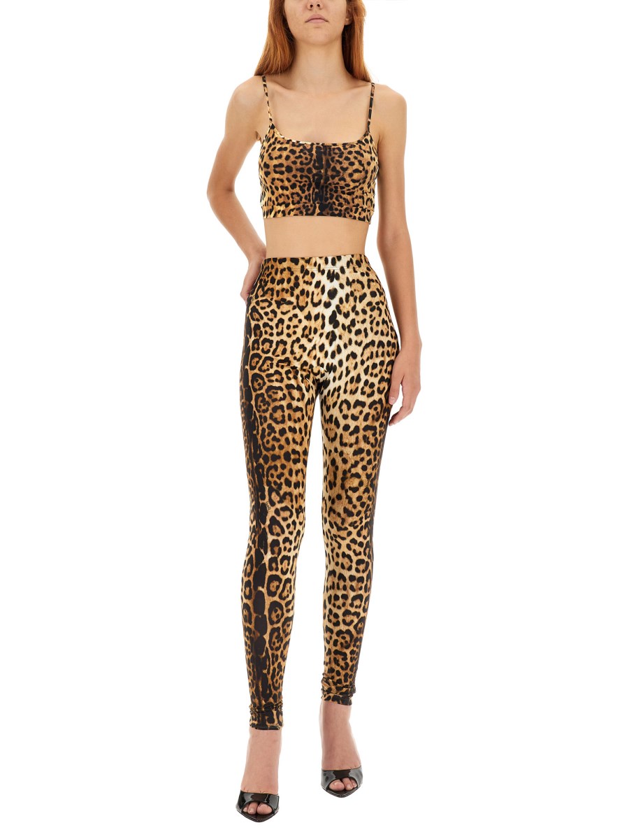 Roberto Cavalli Gym Leopard and Black Legging