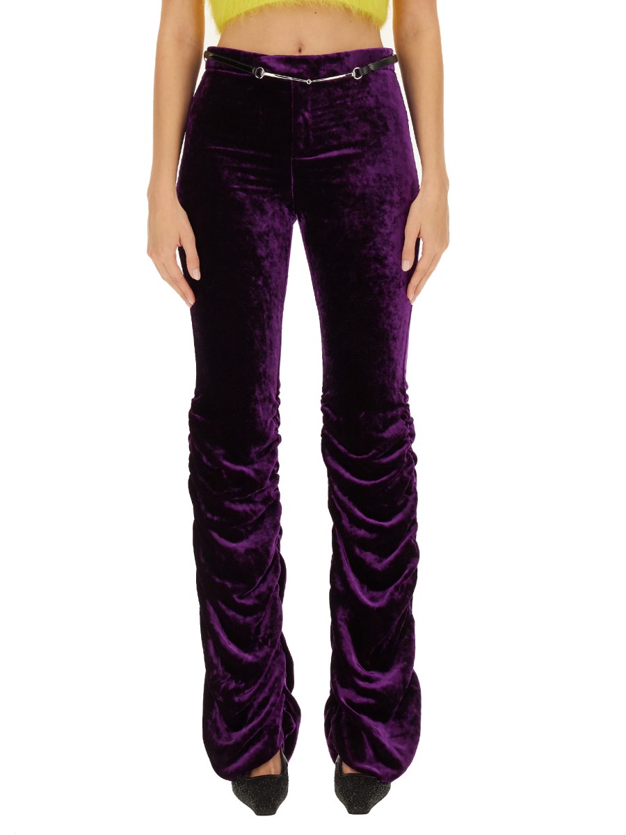 Lavender High Waist Crushed Velvet Flare Pants