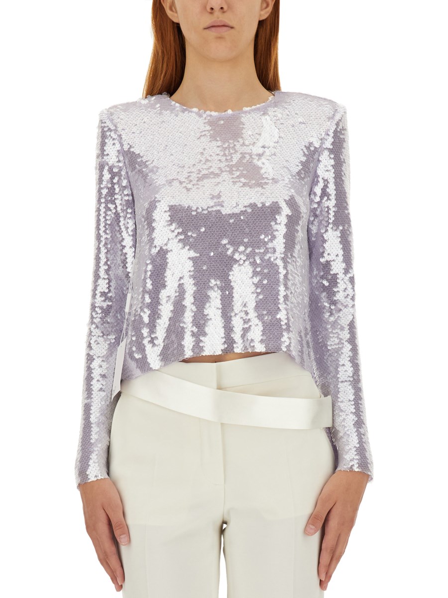 Msgm silver hot sale sequin top