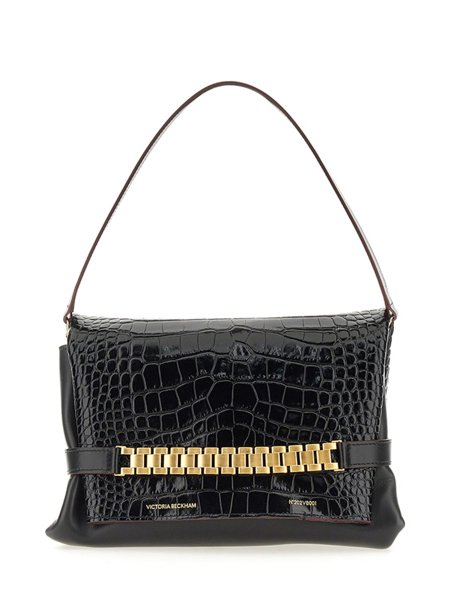 VICTORIA BECKHAM CLUTCH BAG WITH CHAIN WITH CROCODILE EFFECT