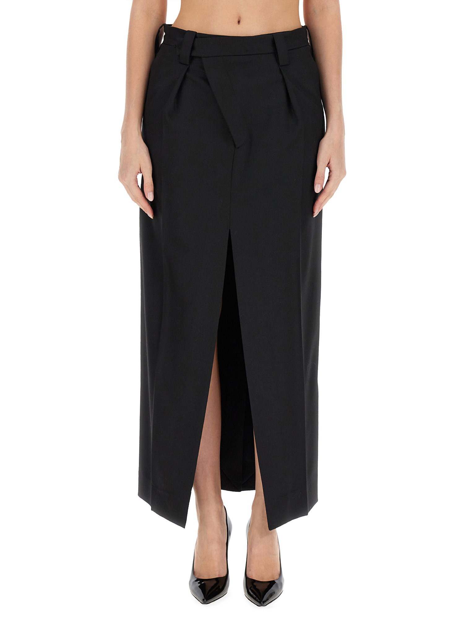 Shop Victoria Beckham Virgin Wool Skirt In Black