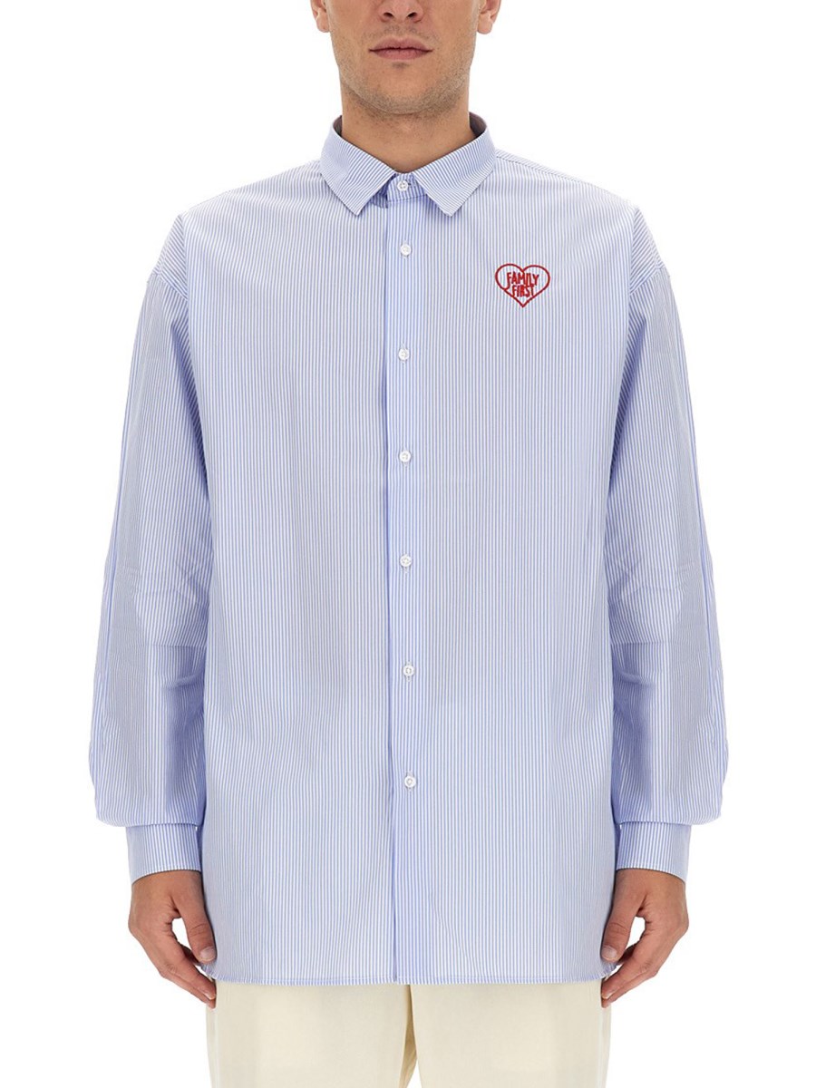 FAMILY FIRST CAMICIA IN POPELINE DI COTONE CON LOGO