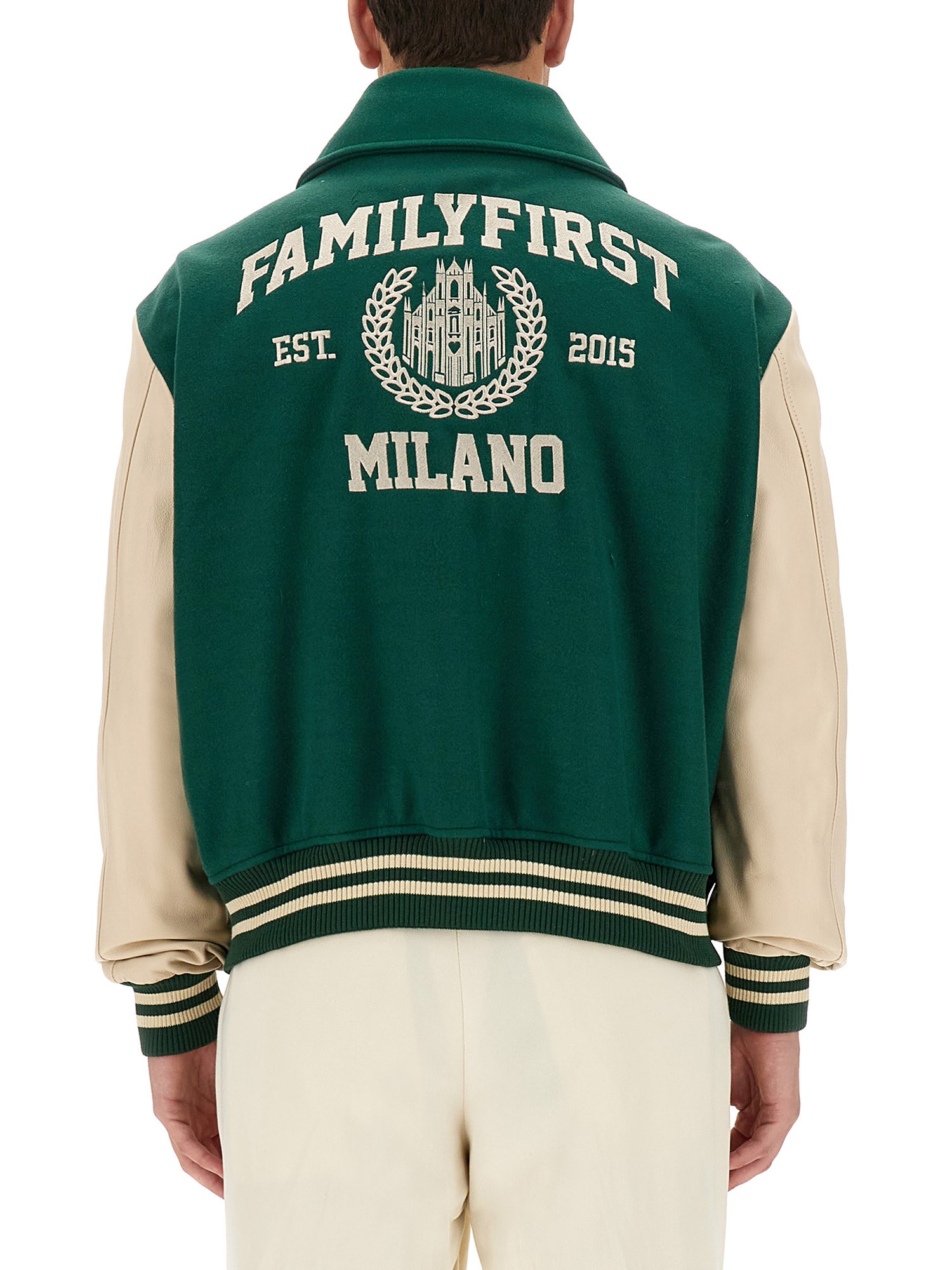 Family First College Varsity Jacket In Green