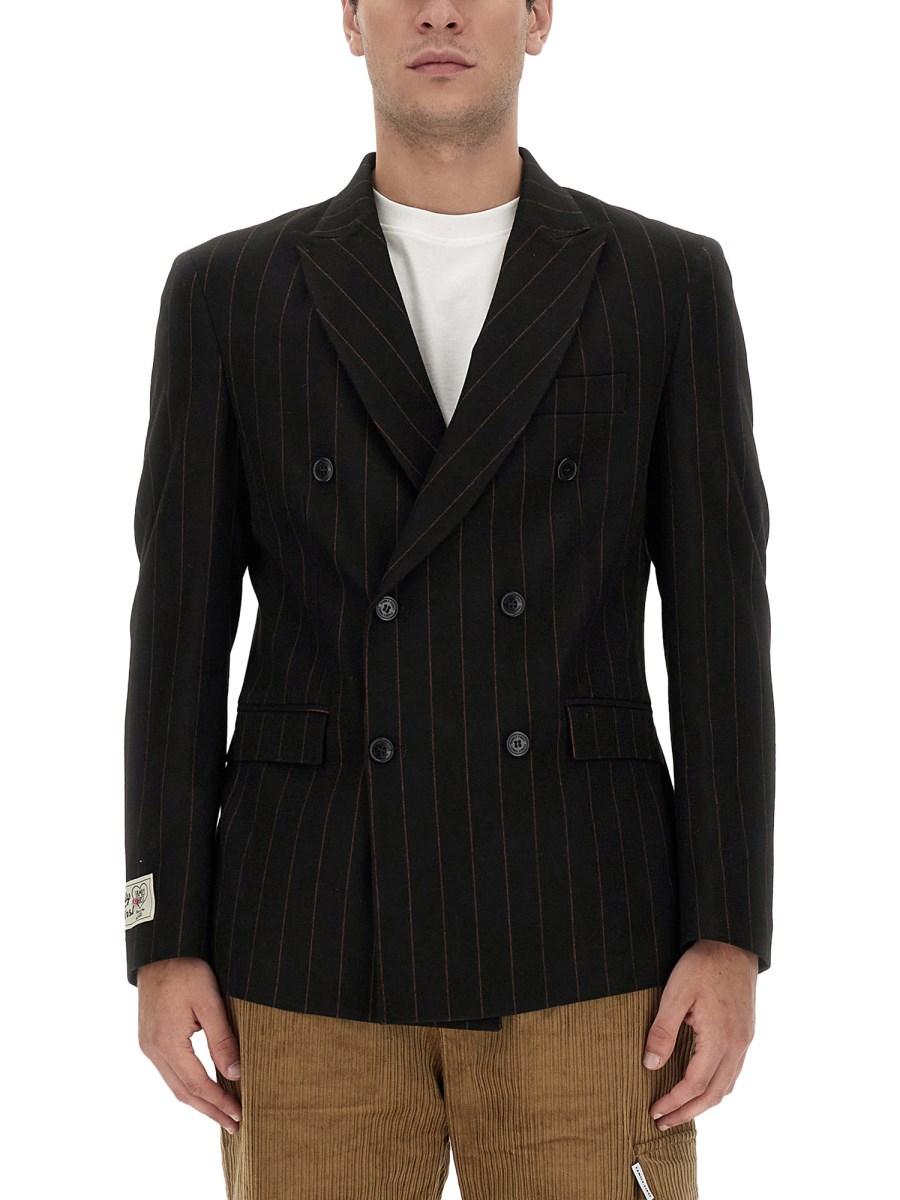 Pinstripe double breasted outlet blazer