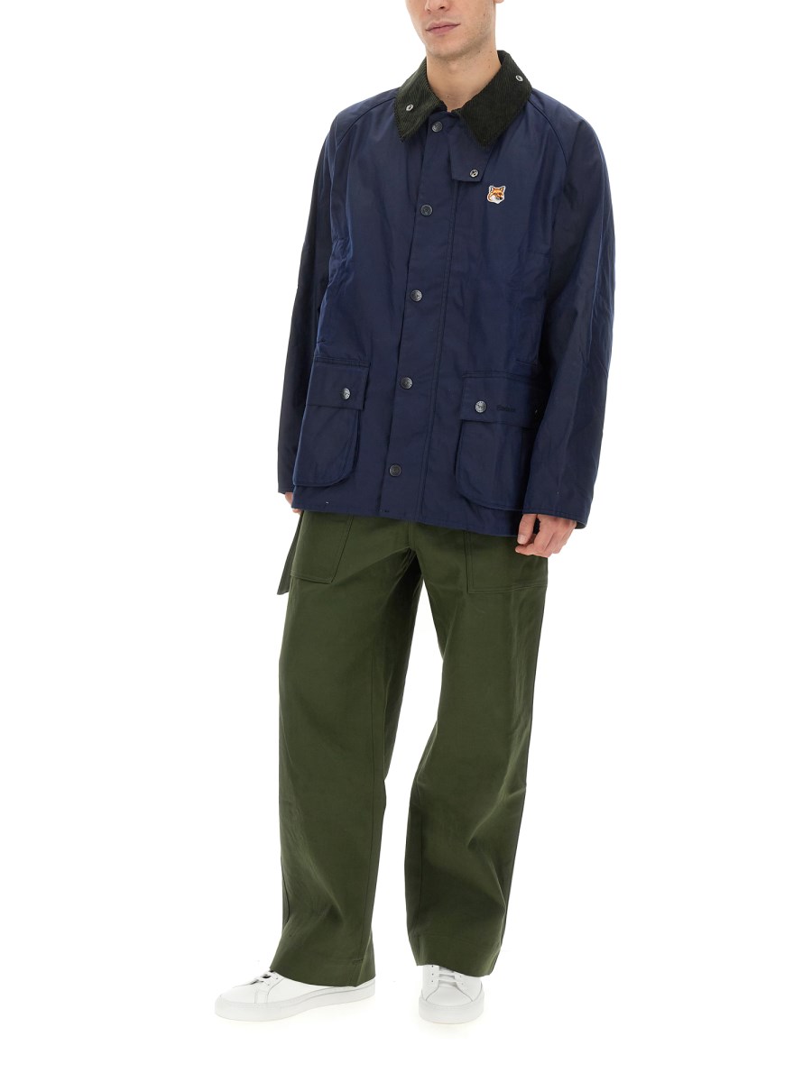 MAISON KITSUNÉ X BARBOUR - BEAUFORT WAXED COTTON JACKET WITH HEAD