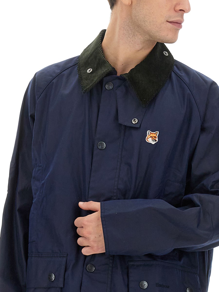 MAISON KITSUNÉ X BARBOUR - BEAUFORT WAXED COTTON JACKET WITH MAISON KITSUNÉ X BARBOUR - BEAUFORT WAXED COTTON JACKET WITH