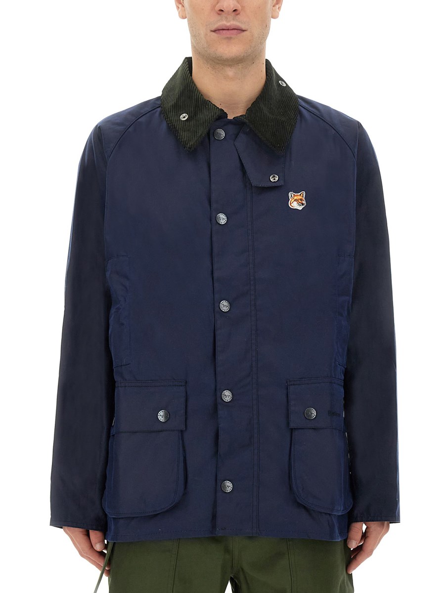 MAISON KITSUNÉ X BARBOUR - BEAUFORT WAXED COTTON JACKET WITH HEAD 