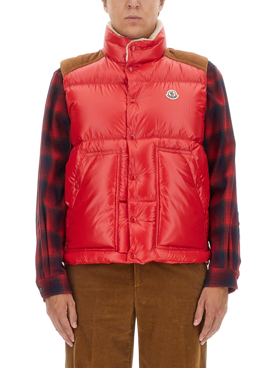 MONCLER GILET IN NYLON CON LOGO