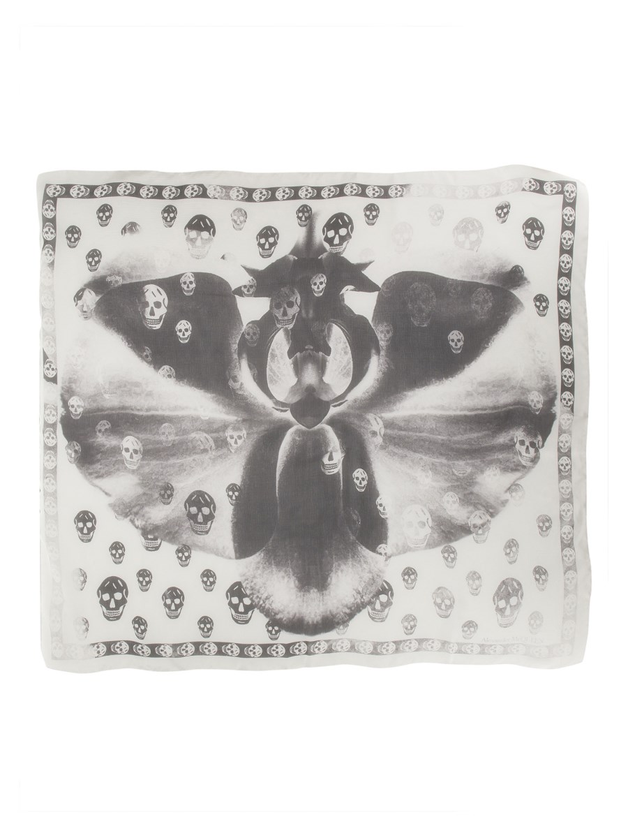 ALEXANDER McQUEEN FOULARD SKULL ORCHID IN SETA