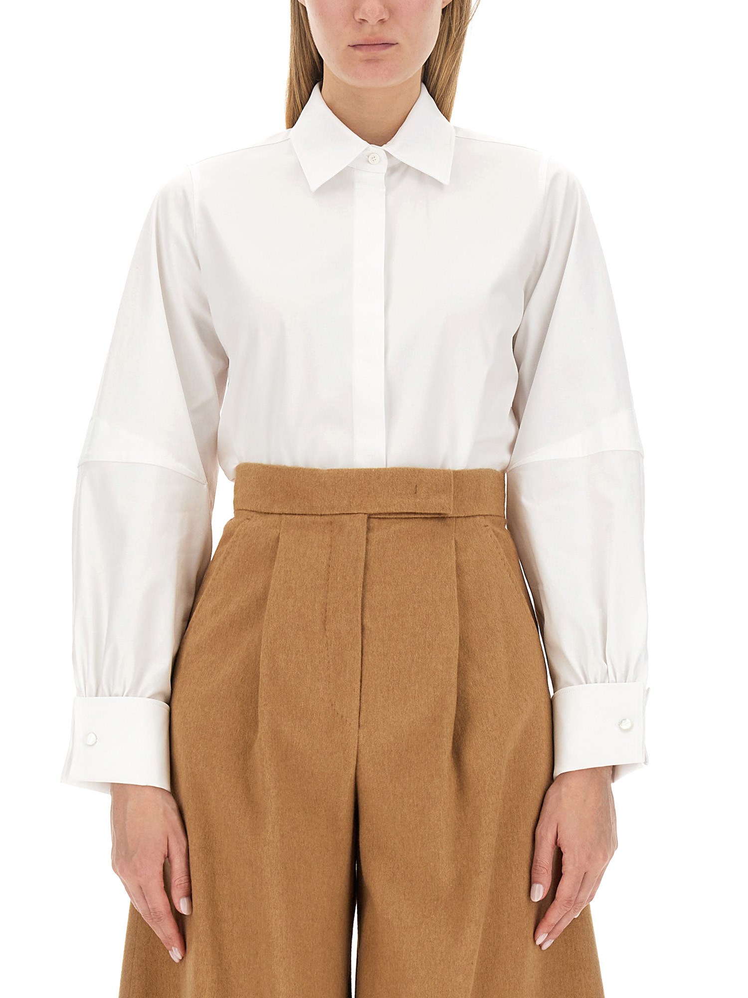 Max Mara Cotton-blend Shirt In White