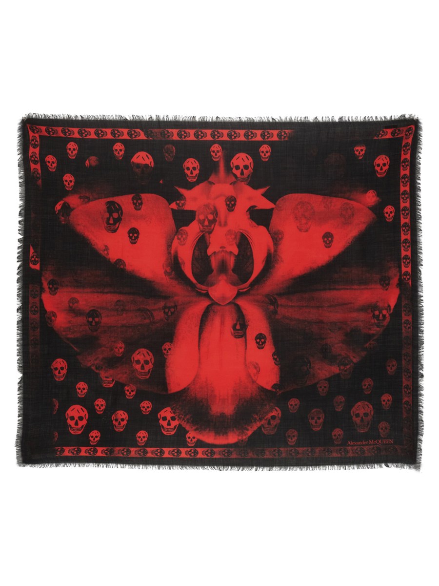 ALEXANDER McQUEEN FOULARD SKULL CON STAMPA ORCHID