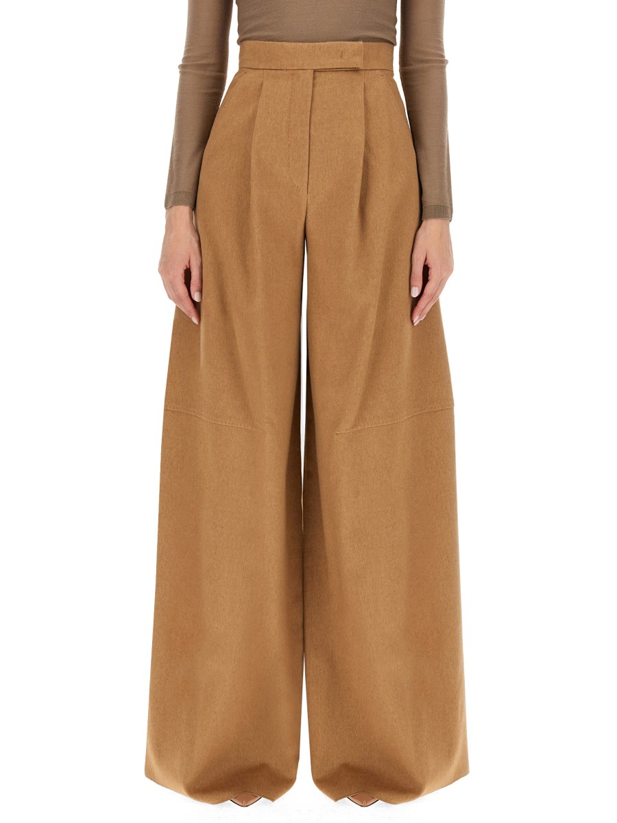 MAX MARA PANTALONE WIDE LEG IN CAMMELLO