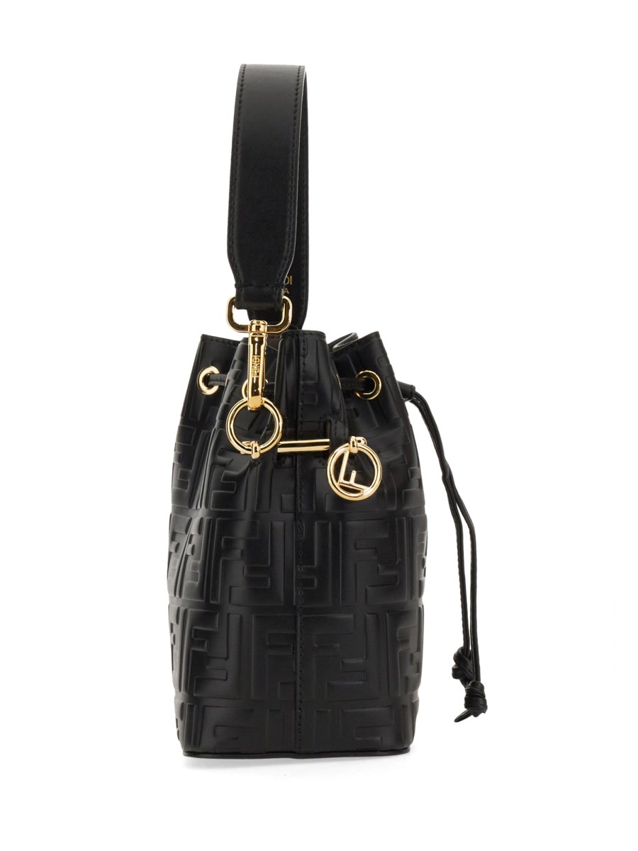 Fendi Black, Pattern Print Mini Mon Tresor Bucket Bag