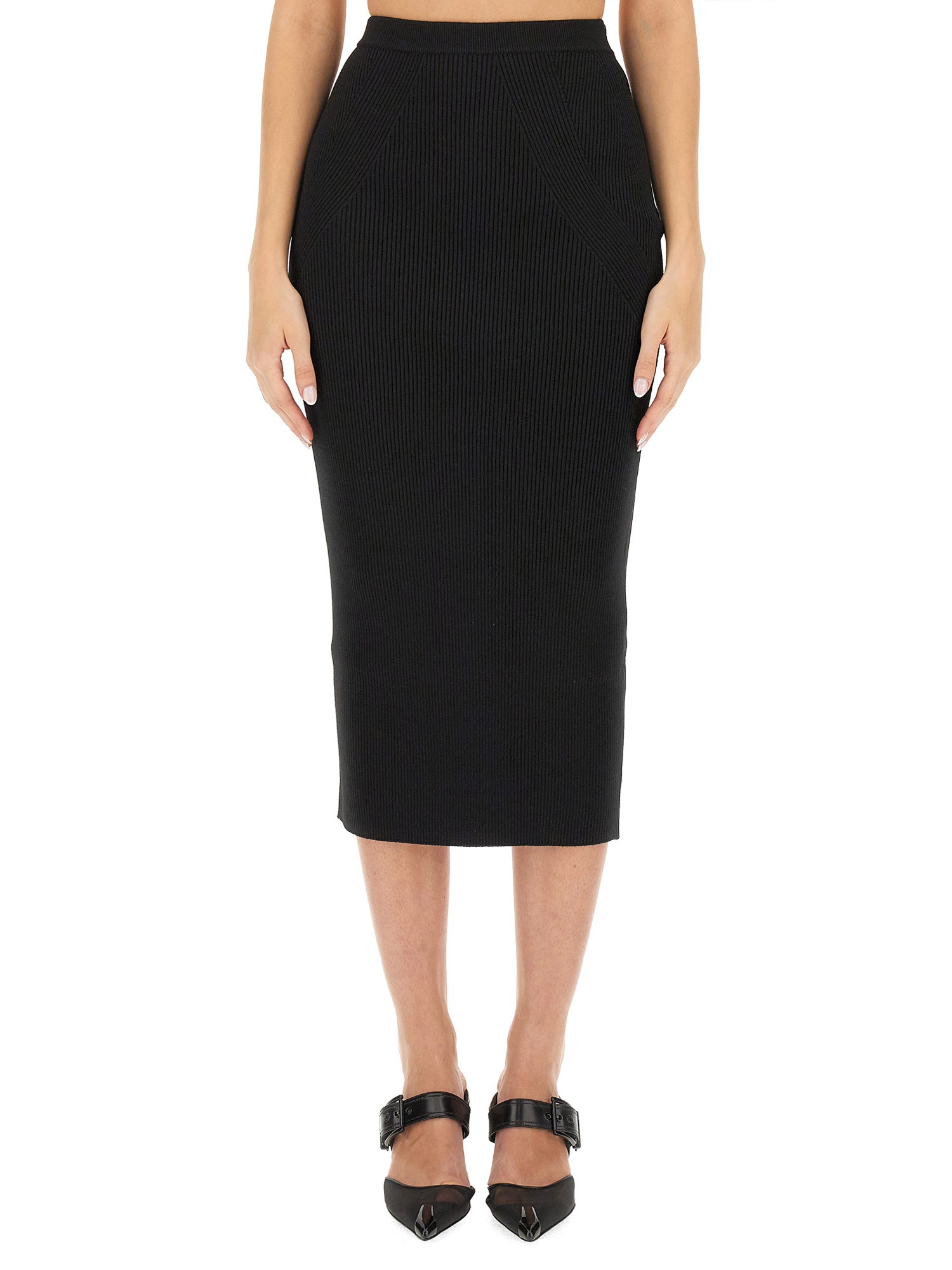 Alexander Mcqueen Pencil Midi Skirt In Black