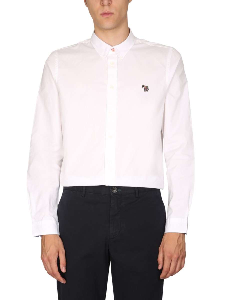 PS BY PAUL SMITH CAMICIA REGULAR FIT IN COTONE CON RICAMO ZEBRA