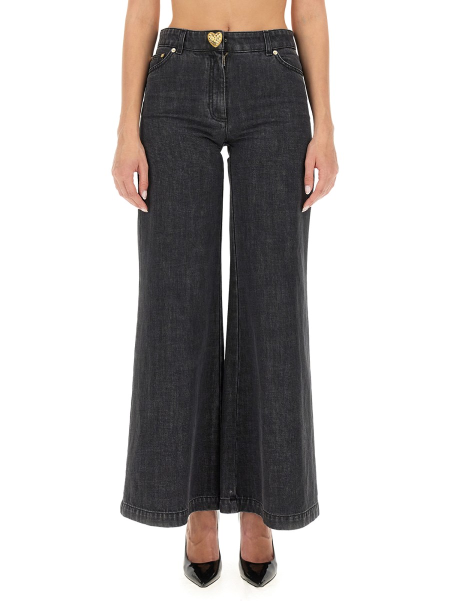 MOSCHINO JEANS WIDE LEG IN DENIM DI COTONE