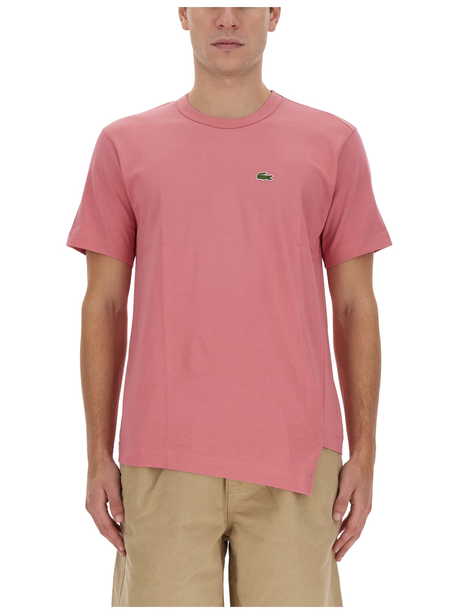 Comme Des Garçons Shirt Logo-patch Cotton T-shirt In Pink