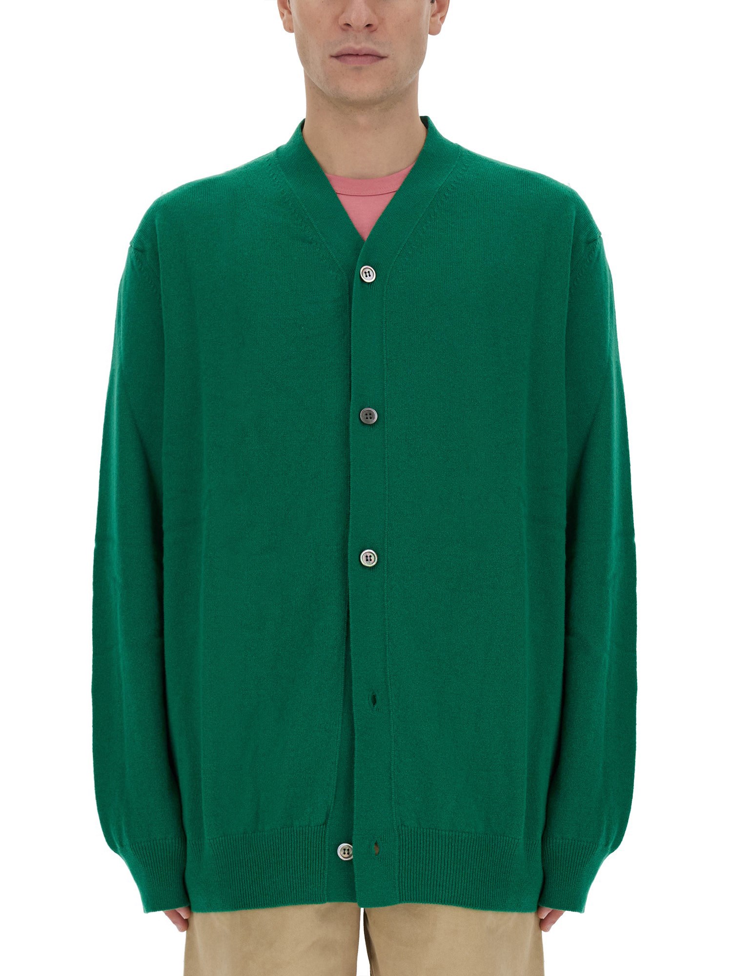 Shop Comme Des Garçons Shirt Wool Cardigan In Green