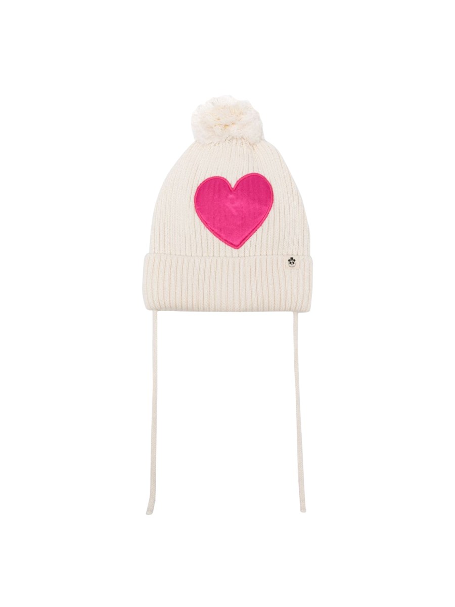 MINI RODINI heart knitted pompom