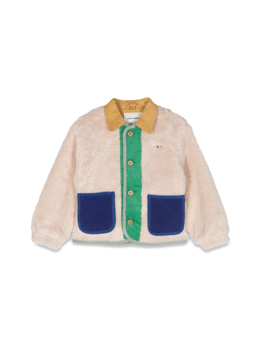 color block sheepskin jacket