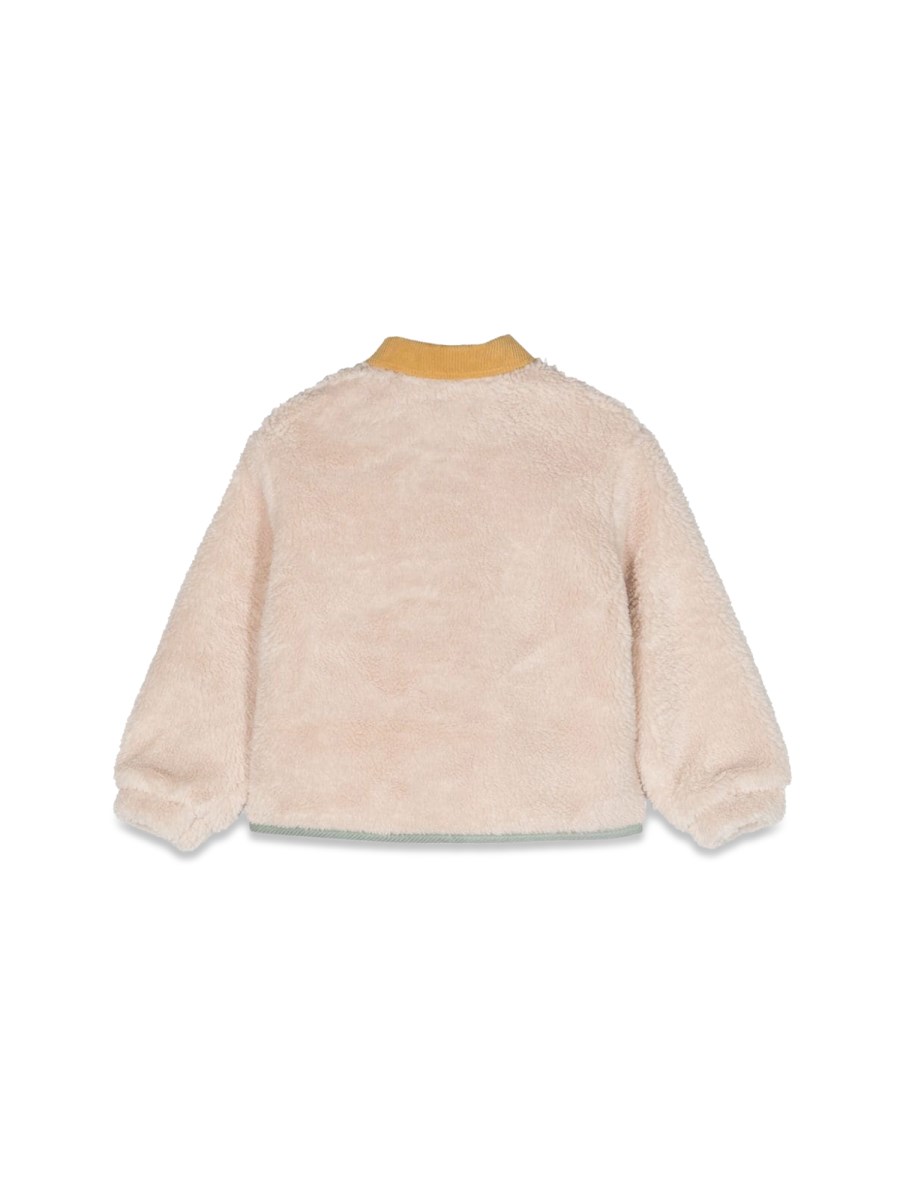 color block sheepskin jacket