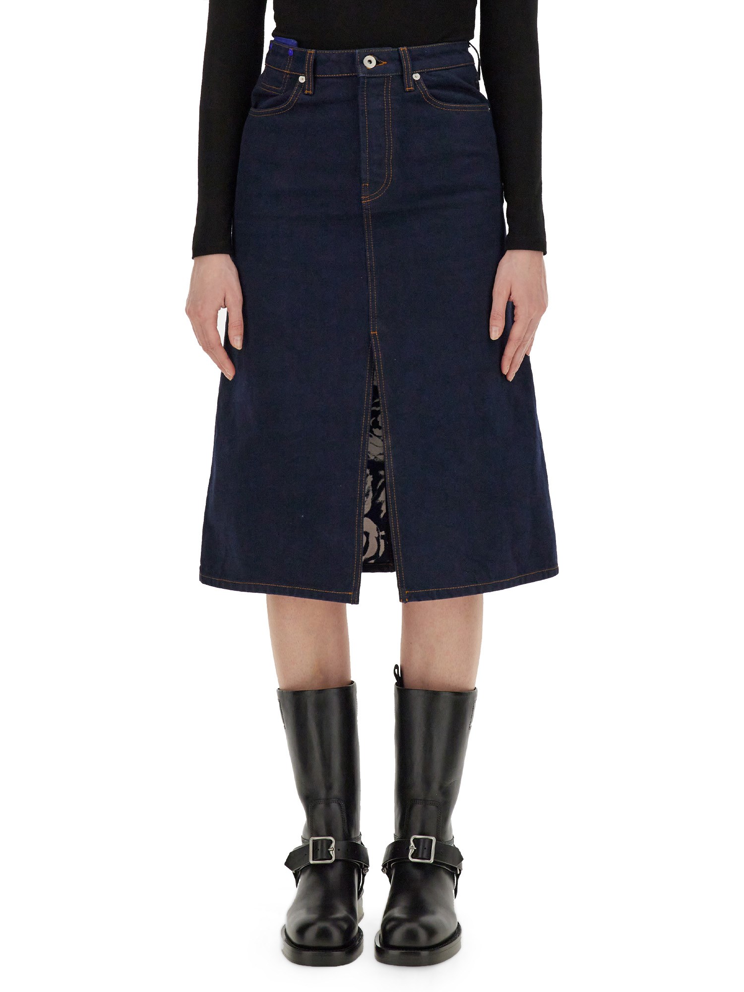 Burberry Denim Skirt In Black