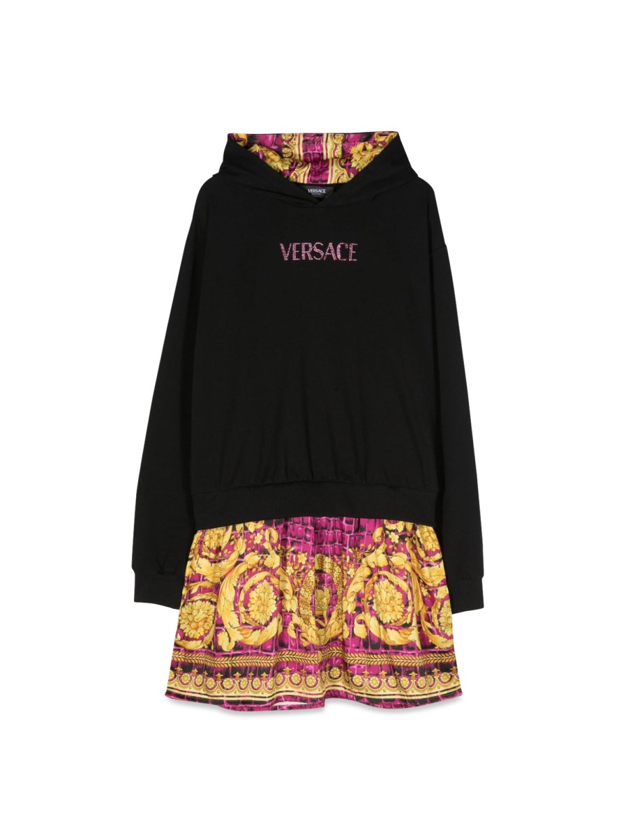 VERSACE dress fleece + barocco cocco poly twill + logo embroidery