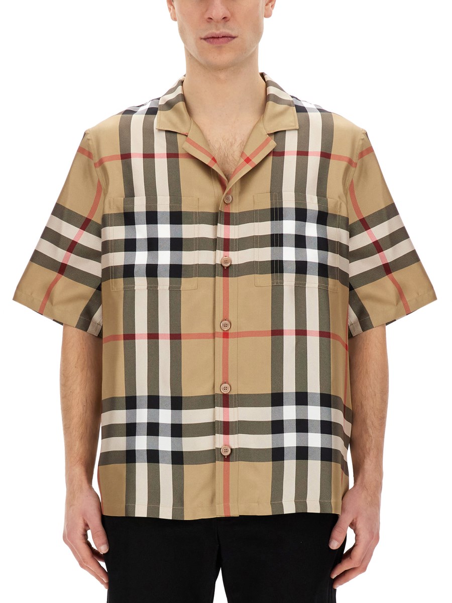 BURBERRY CAMICIA CON STAMPA CHECK IN SETA