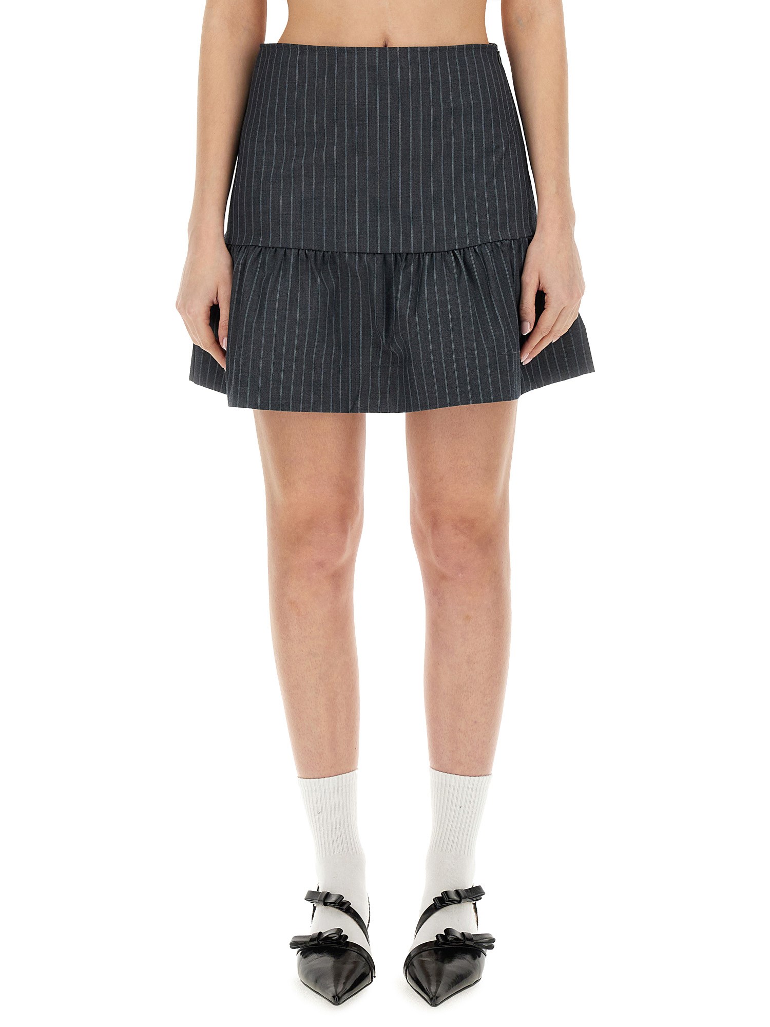 ganni flounced mini skirt