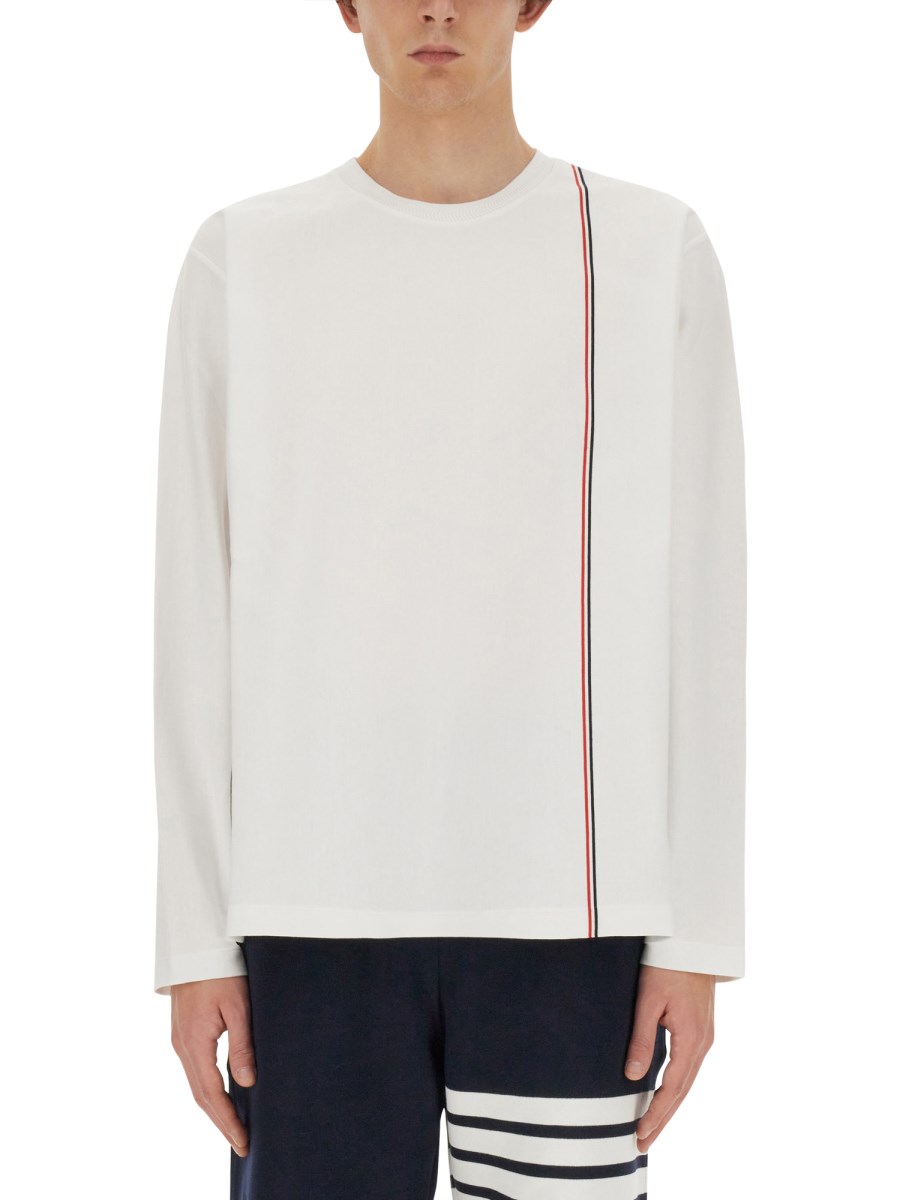 THOM BROWNE T-SHIRT IN JERSEY DI COTONE CON LOGO