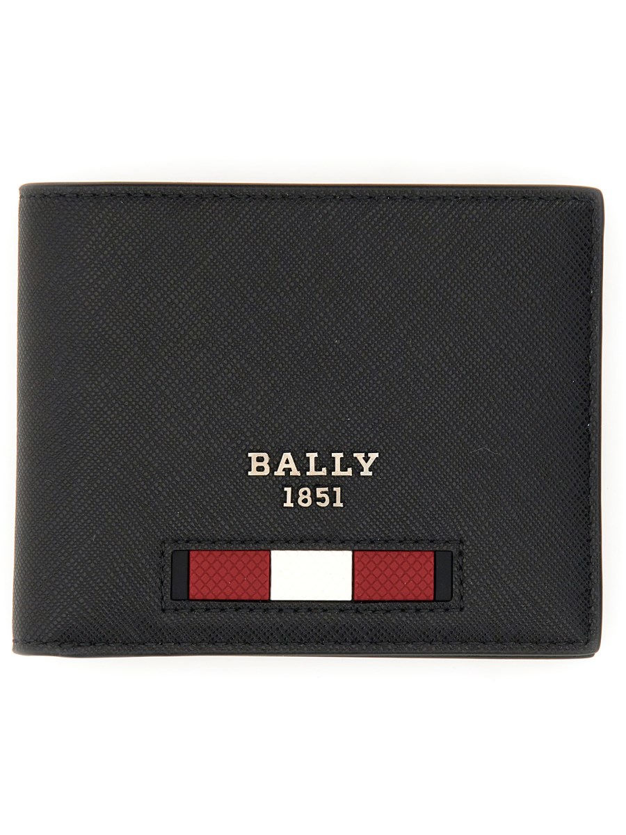 BALLY PORTAFOGLIO "BEVYE" IN PELLE SAFFIANO CON DETTAGLIO STRIPE