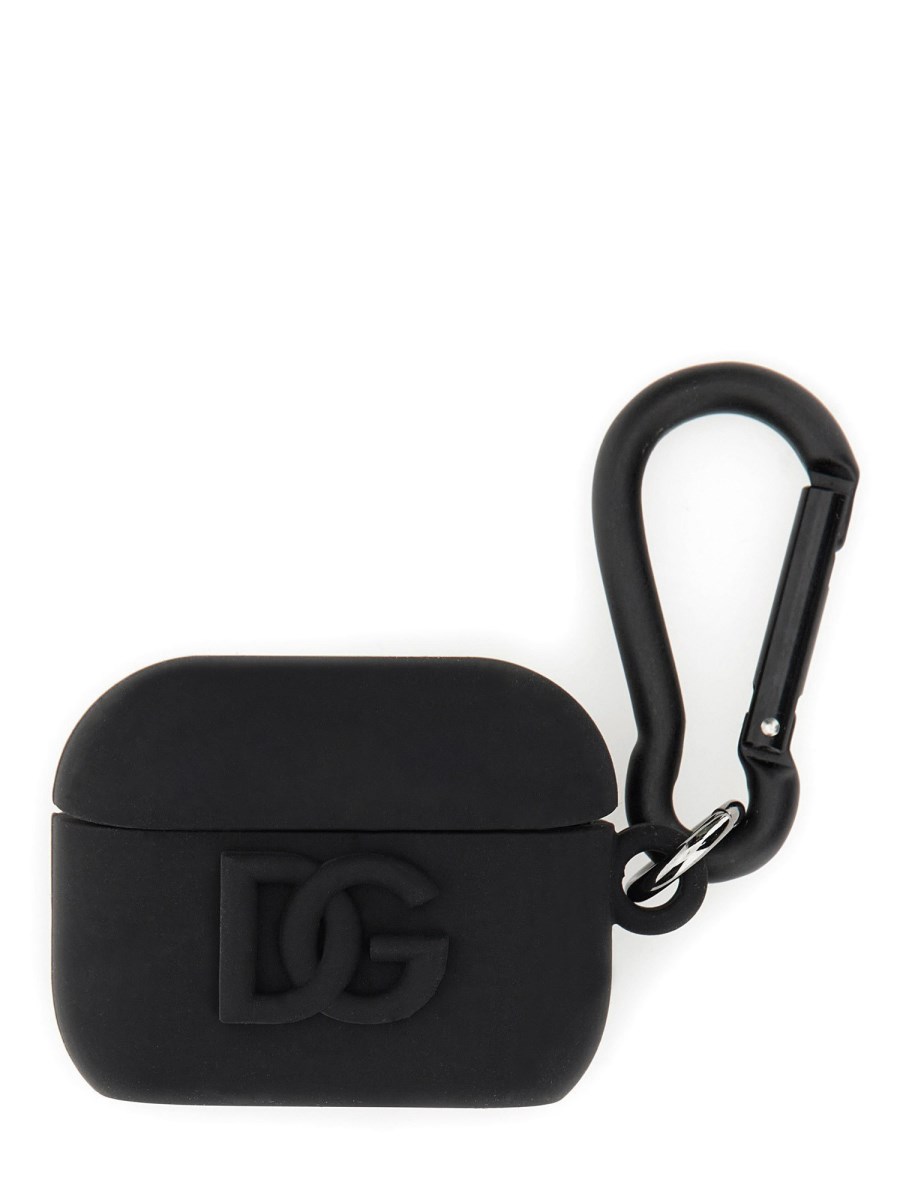 DOLCE & GABBANA PORTA AIRPODS IN GOMMA CON LOGO