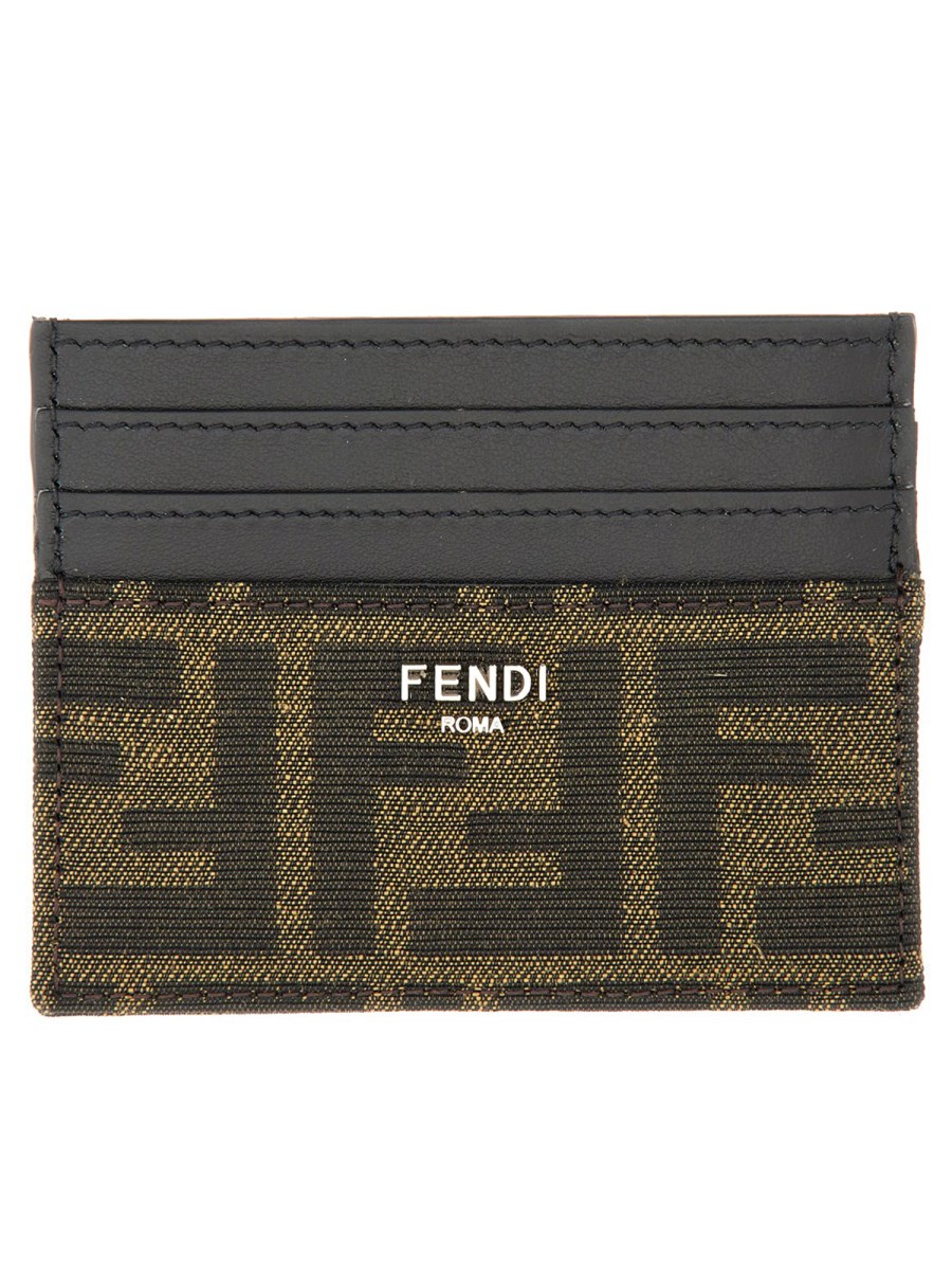 FENDI PORTA CARTE IN PELLE CON LOGO FF