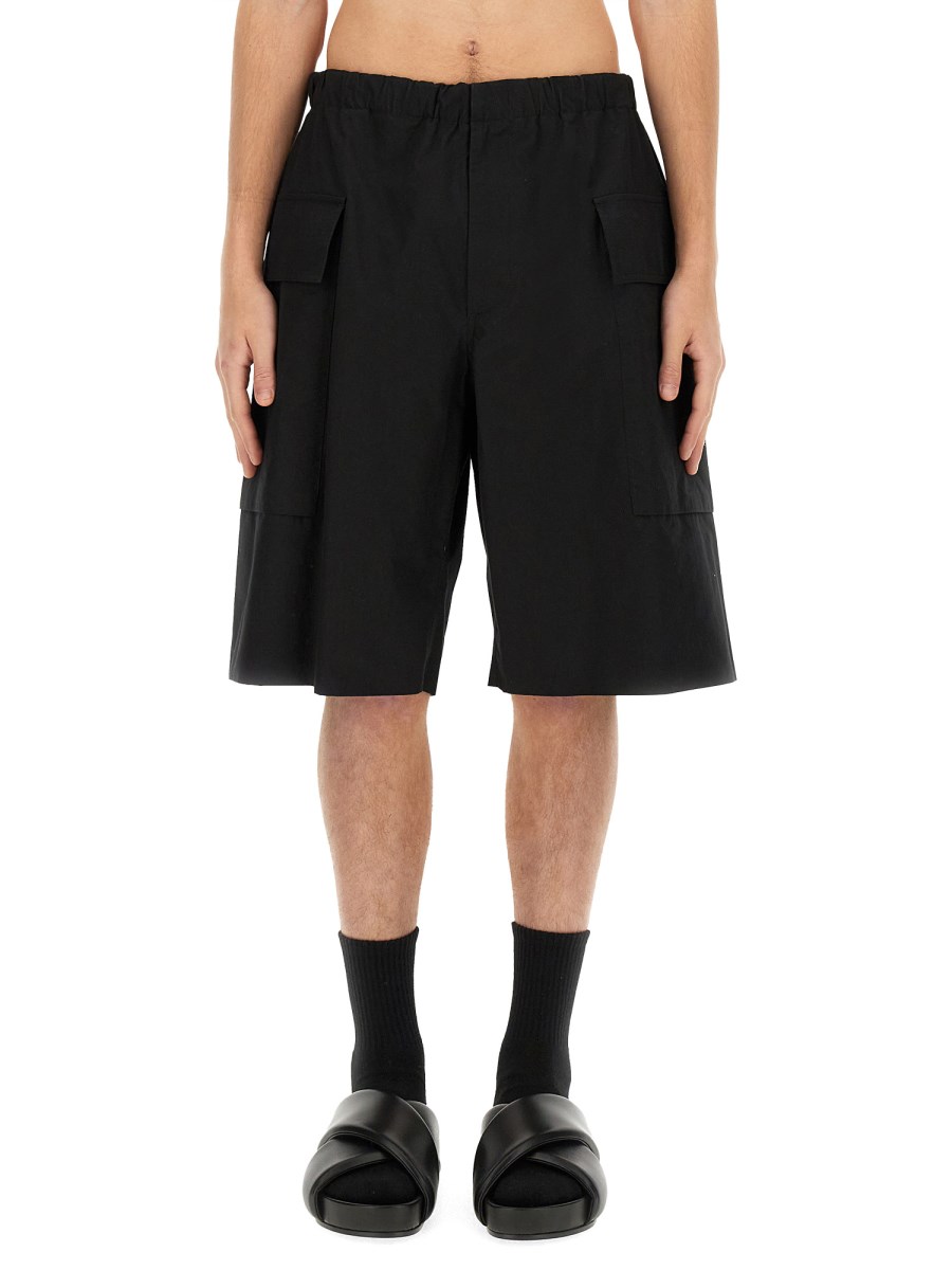 JIL SANDER - LIGHTWEIGHT ORGANIC COTTON SHORTS WITH PATCH