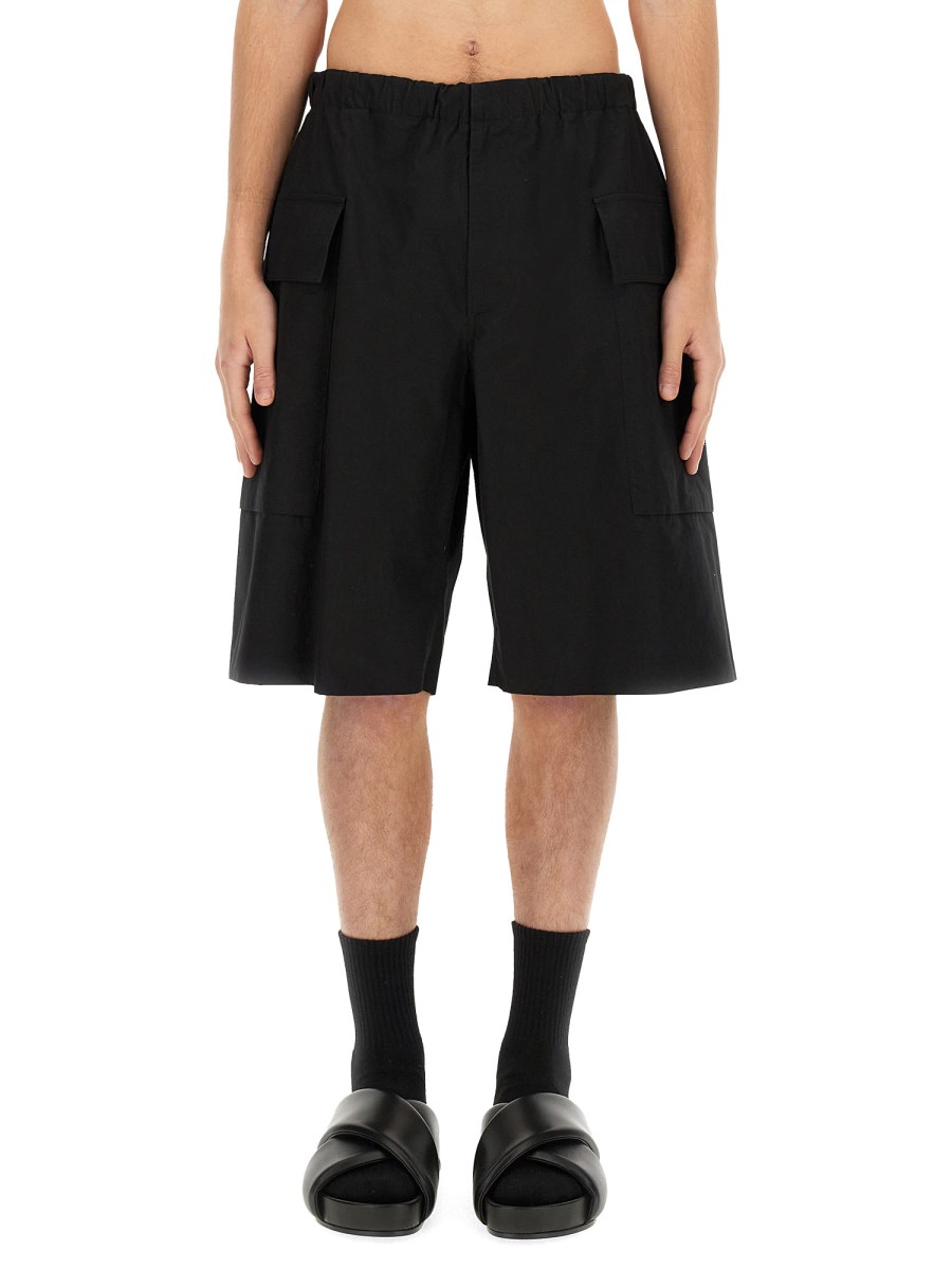 JIL SANDER SHORT IN COTONE BIOLOGICO LEGGERO CON TASHE APPLICATE