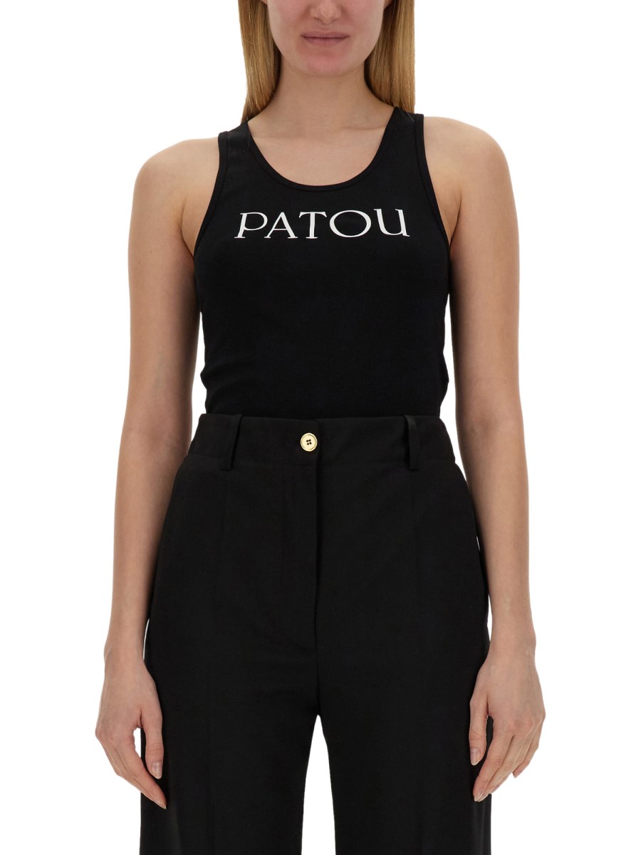 PATOU TOP IN JERSEY DI COTONE CON STAMPA LOGO