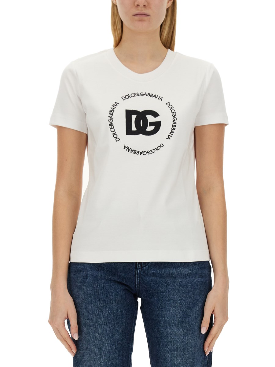 DOLCE & GABBANA T-SHIRT IN JERSEY DI COTONE CON LOGO