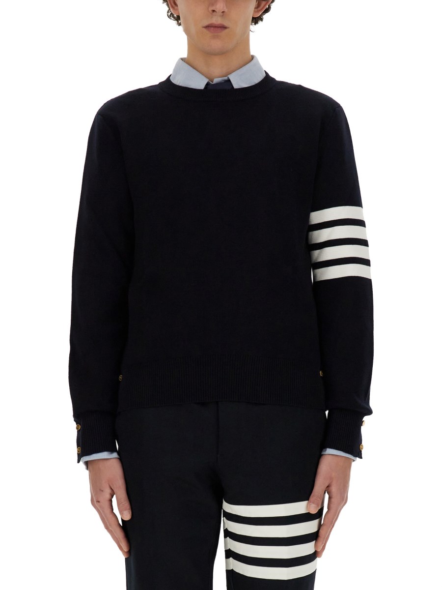 THOM BROWNE MAGLIA IN COTONE CON INTARSIO 4BAR STRIPE