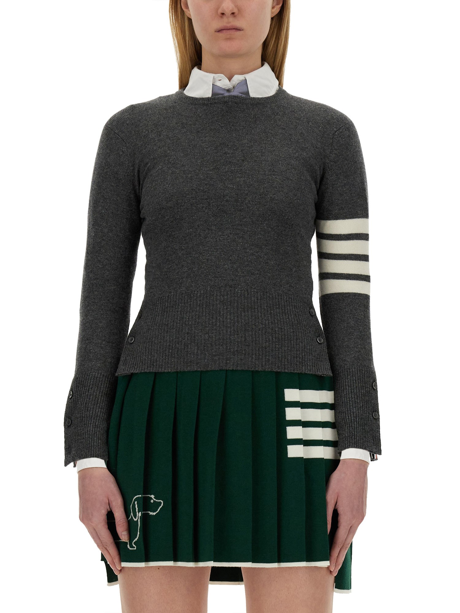 Shop Thom Browne Cashmere Sweater In Grey