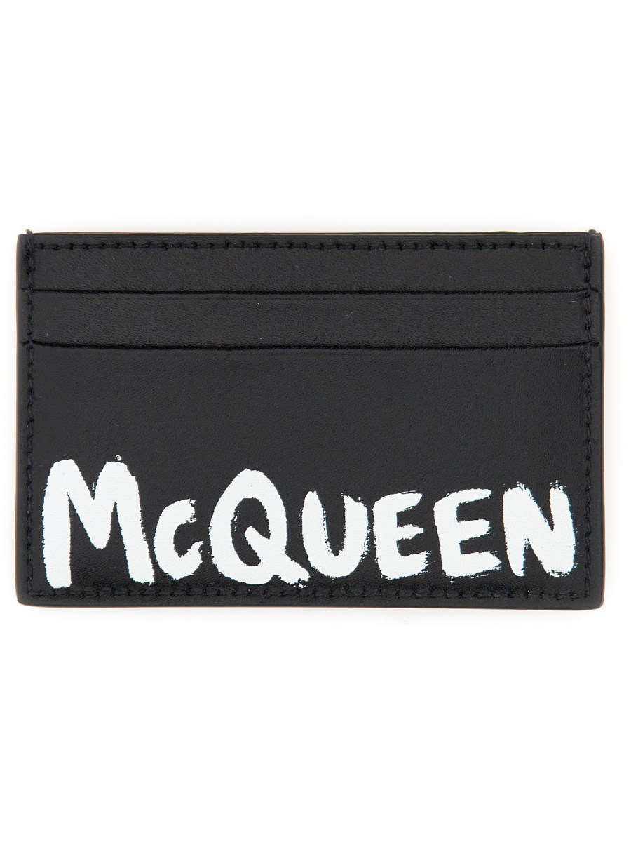 ALEXANDER McQUEEN PORTACARTE IN PELLE CON LOGO GRAFFITI