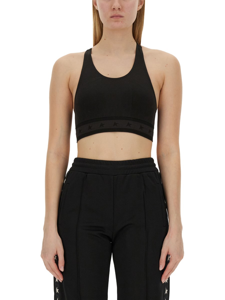 GOLDEN GOOSE CROP TOP IN NYLON CON LOGO