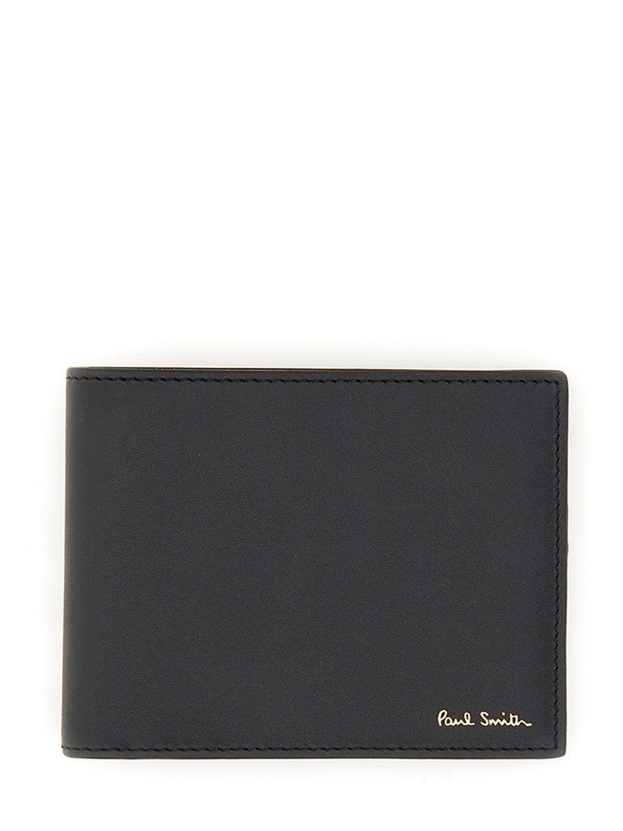 PAUL SMITH PORTAFOGLIO BI-FOLD IN PELLE CON INTERNO SIGNATURE STRIPE