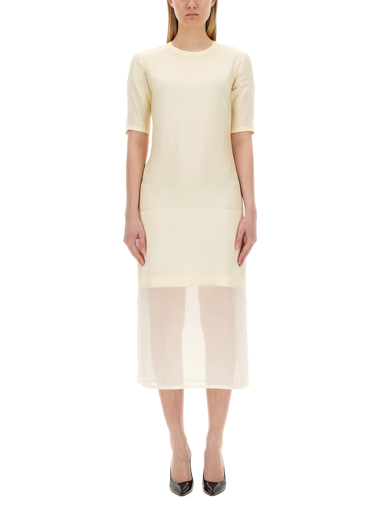 Shop Sportmax Dress "backpack" In Ivory