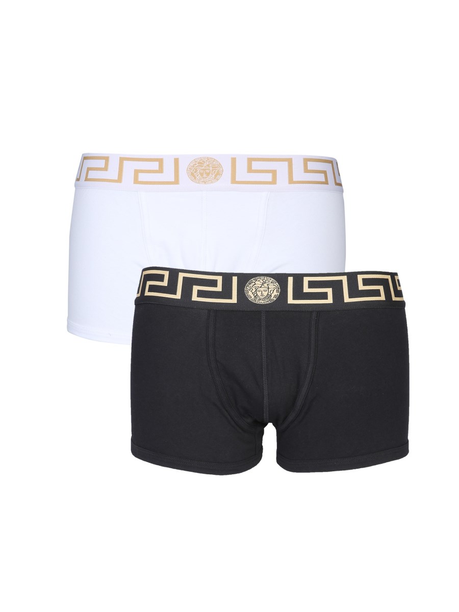 VERSACE CONFEZIONE DA DUE BOXER IN COTONE CON GRECA